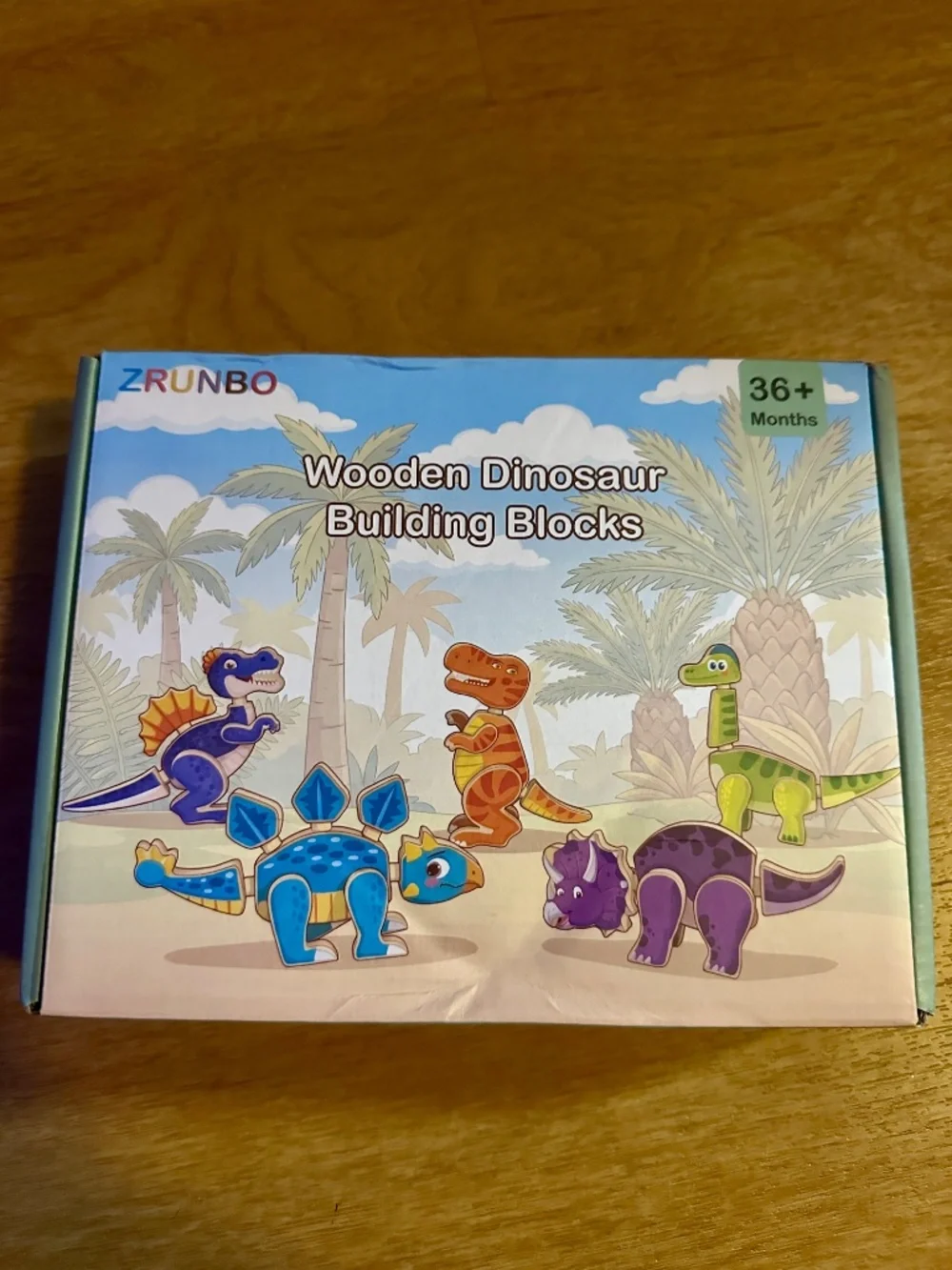 NWT ZRUNBO Wooden Dinosaur Building Blocks 40-Piece Mix & Match Set